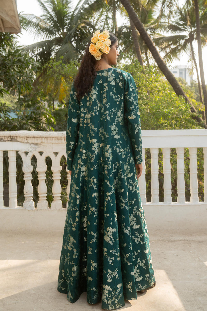 PH-3065 Jacket Skirt Set-Emerald Green by Paulmi & Harsh in green color for women in Singapore