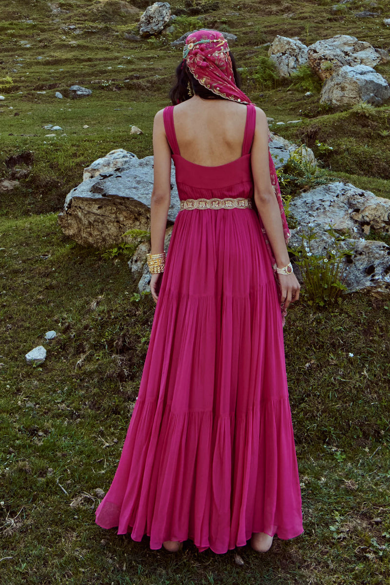 Phoebe Anarkali Set georgettte by Paulmi & Harsh-kahan Sep'26 in pink for women in Singapore