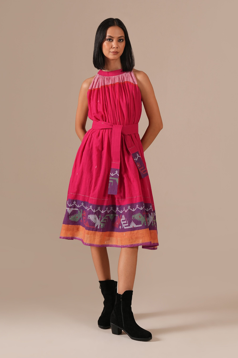 PINK EMBER DRESS 100% cotton Buy PINK EMBER DRESS from C&W | Dresses for Women by Indigo Dreams in pink color for women in Singapore