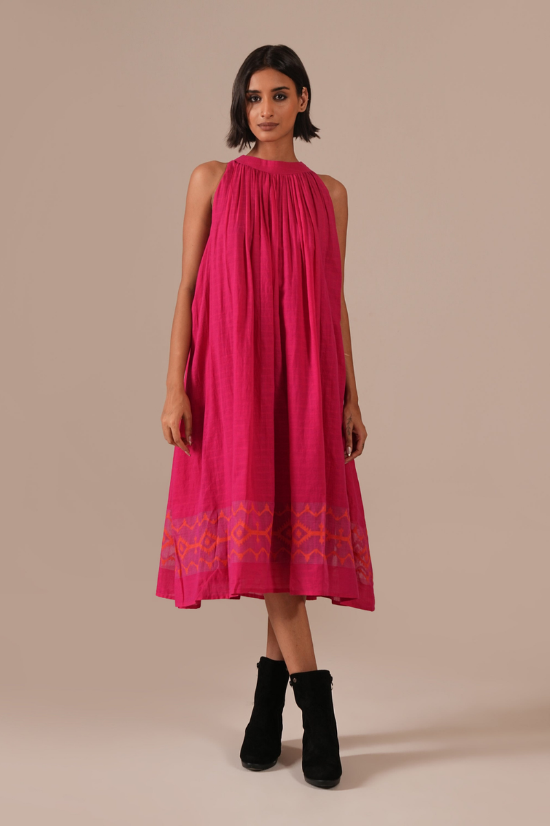 PINK FROST DRESS 100% cotton Buy PINK FROST DRESS from C&W | Dresses for Women by Indigo Dreams in pink color for women in Singapore