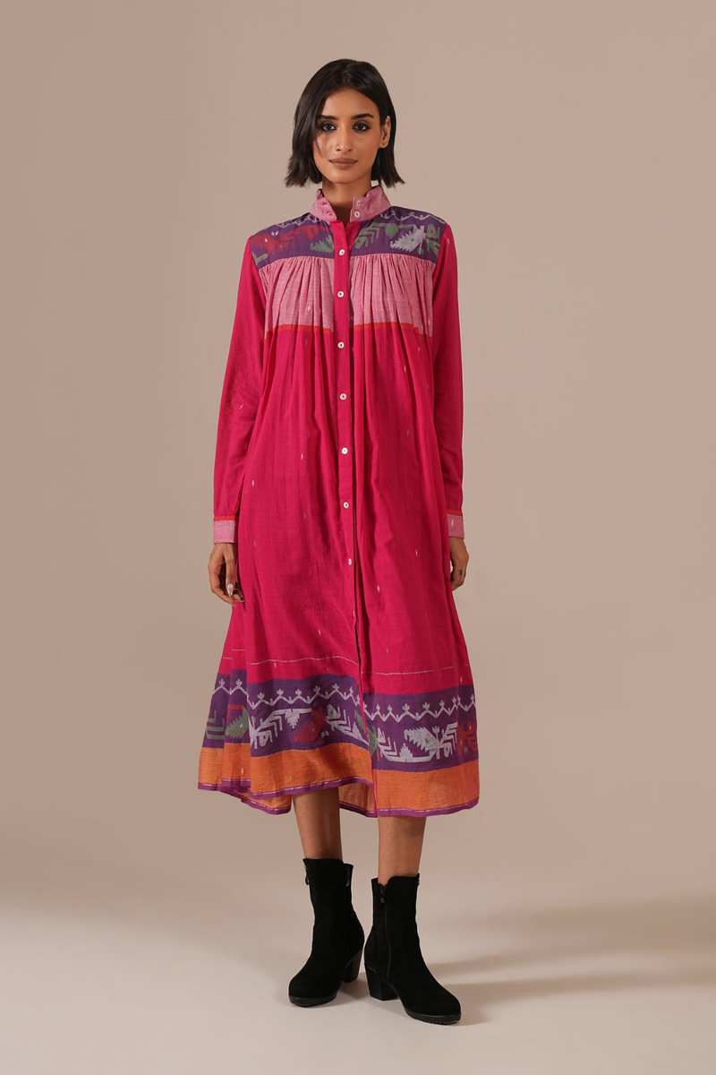 PINK HORIZON DRESS 100% cotton Buy PINK HORIZON DRESS from C&W | Dresses for Women by Indigo Dreams in pink color for women in Singapore
