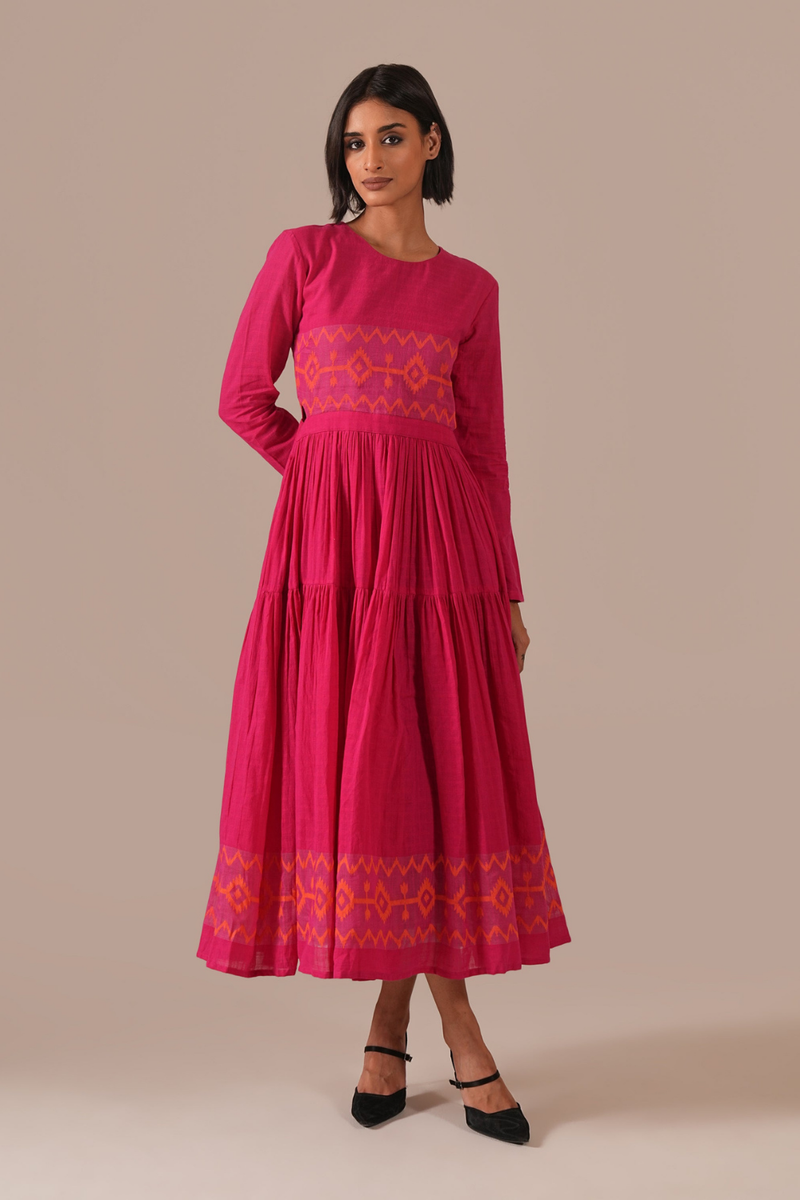 PINK VEIL DRESS 100% cotton Buy PINK VEIL DRESS from C&W | Dresses for Women by Indigo Dreams in pink color for women in Singapore