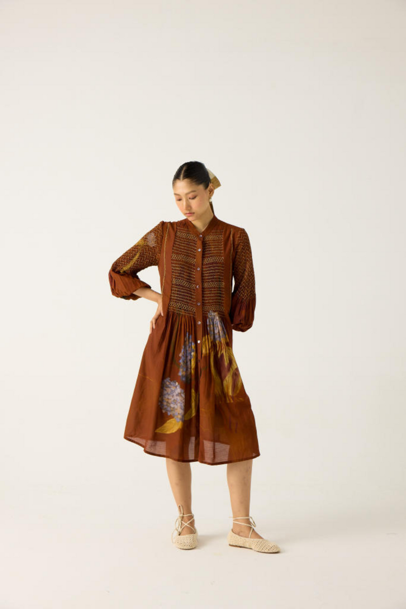PORTO DRESS-FOLIAGE cotton by CORD in multi for women in Singapore