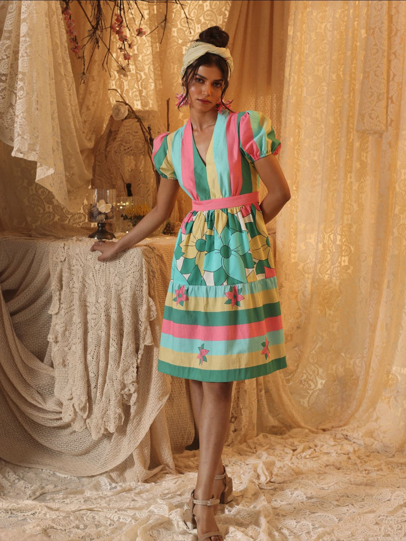 Multicolor Short Tier Dress cotton Buy Multicolor Short Tier Dress from C&W | Dresses for Women by Kritika Murarka in multi color for women in Singapore