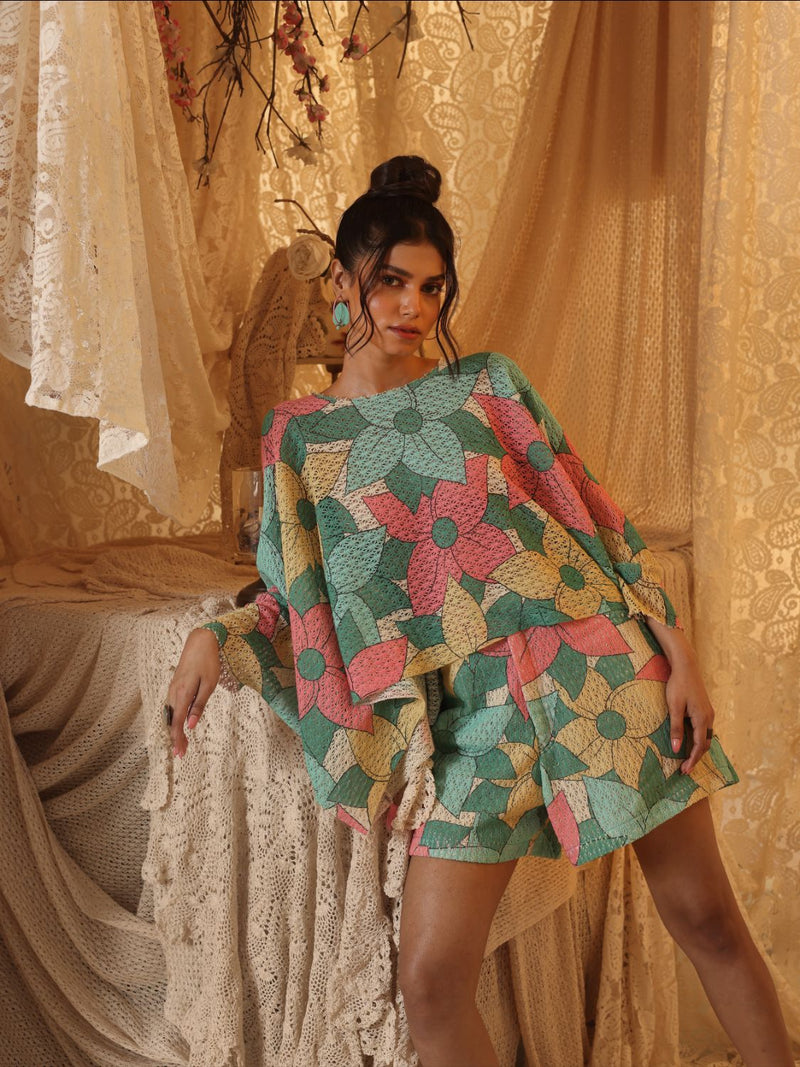Big Floral Cotton Net Shorts cotton Buy Big Floral Cotton Net Shorts from C&W | Shorts for Women by Kritika Murarka in multi color for women in Singapore