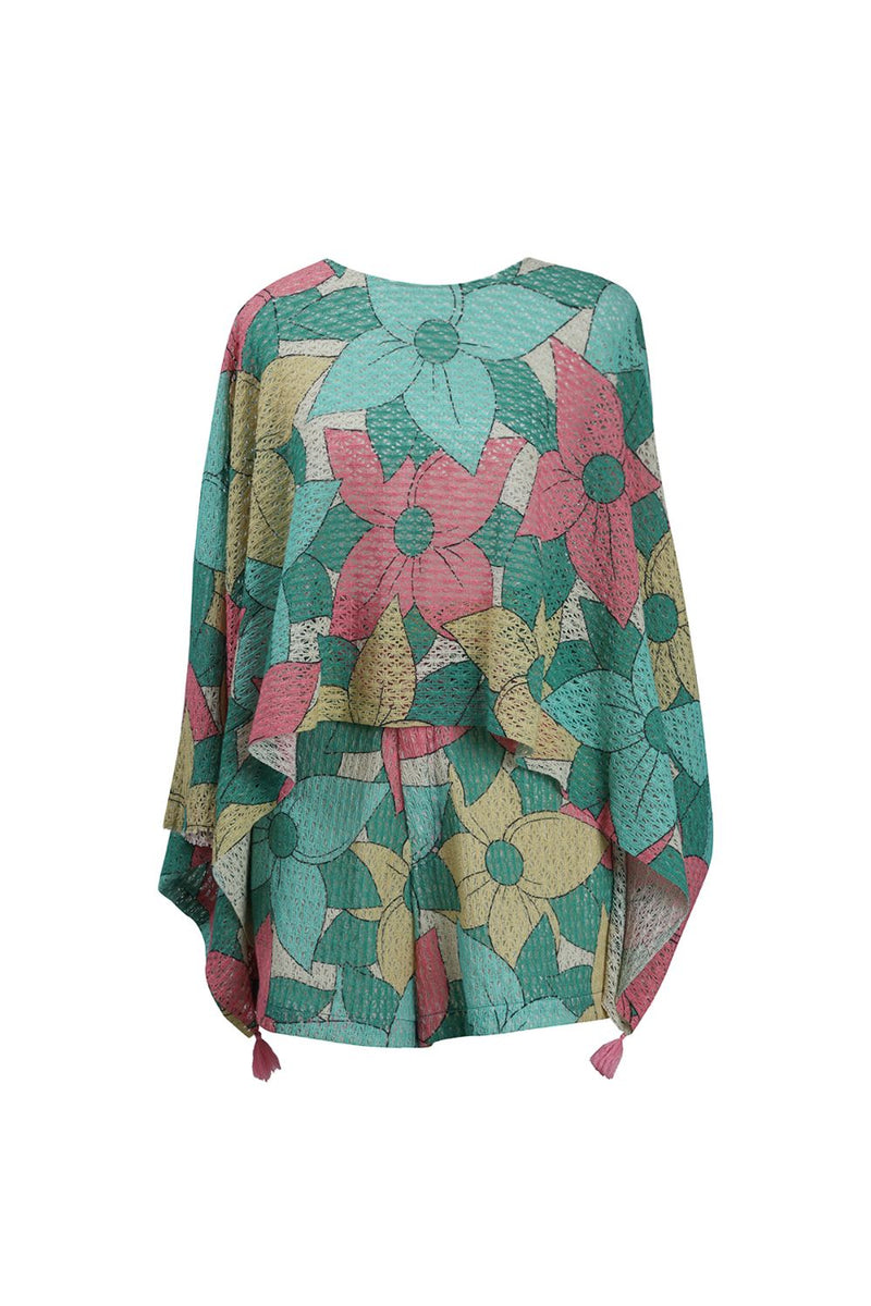 Big Floral Cotton Net Kaftan Top cotton Buy Big Floral Cotton Net Kaftan Top from C&W | Tops And Shirts for Women by Kritika Murarka in multi color for women in Singapore