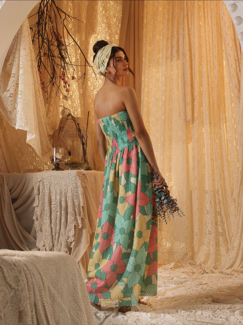 Big Floral Cotton Net Tube Dress cotton Buy Big Floral Cotton Net Tube Dress from C&W | Dresses for Women by Kritika Murarka in multi color for women in Singapore