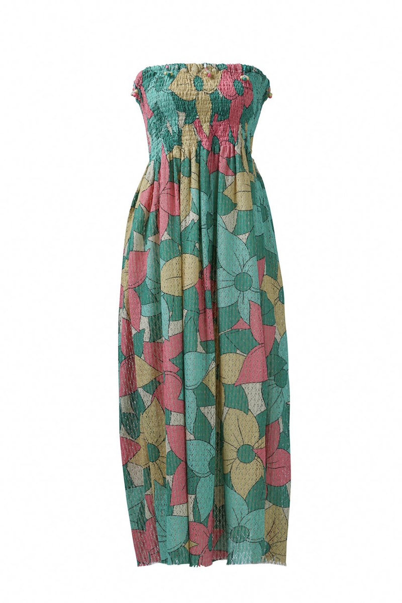 Big Floral Cotton Net Tube Dress cotton Buy Big Floral Cotton Net Tube Dress from C&W | Dresses for Women by Kritika Murarka in multi color for women in Singapore