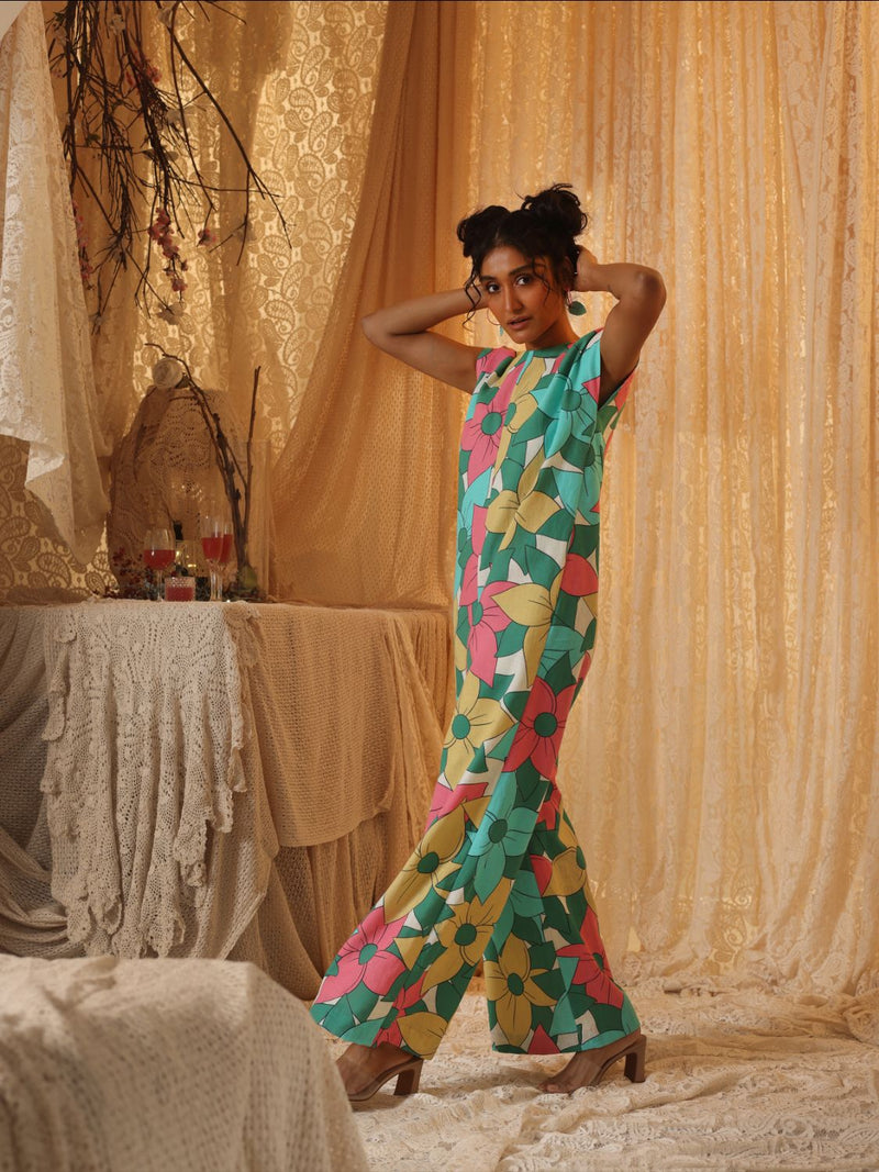 Big Floral Jumpsuit linen Buy Big Floral Jumpsuit from C&W | Jumpsuits for Women by Kritika Murarka in multi color for women in Singapore
