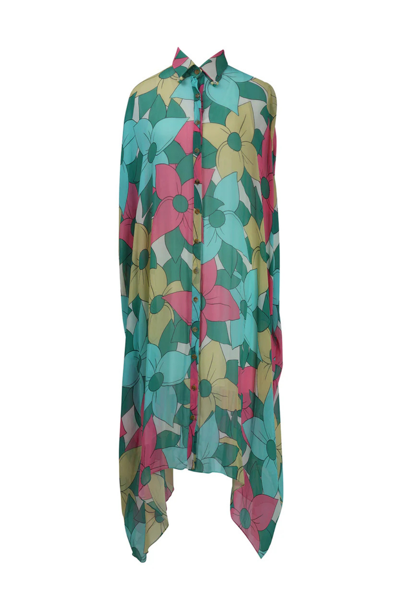 Big Floral Kaftan Shirt Dress chiffon Buy Big Floral Kaftan Shirt Dress from C&W | Dresses for Women by Kritika Murarka in multi color for women in Singapore