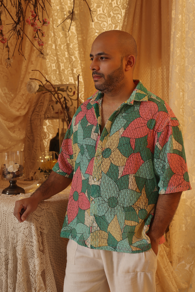 Big Floral Cotton Net Men'S Shirt cotton Buy Big Floral Cotton Net Men'S Shirt from C&W | Shirts And T-Shirts for Men by Kritika Murarka in multi color for men in Singapore