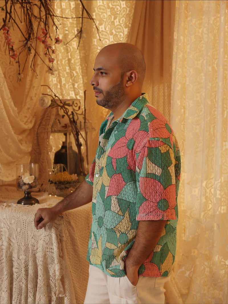 Big Floral Cotton Net Men'S Shirt cotton Buy Big Floral Cotton Net Men'S Shirt from C&W | Shirts And T-Shirts for Men by Kritika Murarka in multi color for men in Singapore