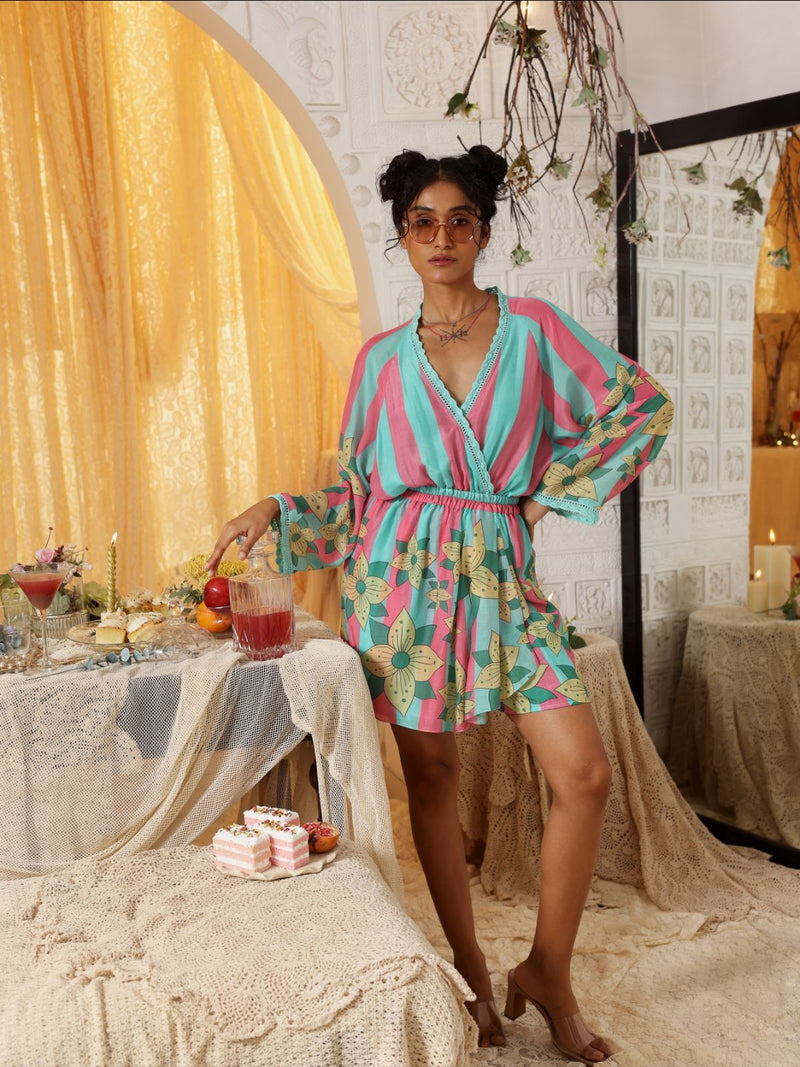 Pink Blue Stripe Jumper silk Buy Pink Blue Stripe Jumper from C&W | Jumpsuits for Women by Kritika Murarka in blue color for women in Singapore