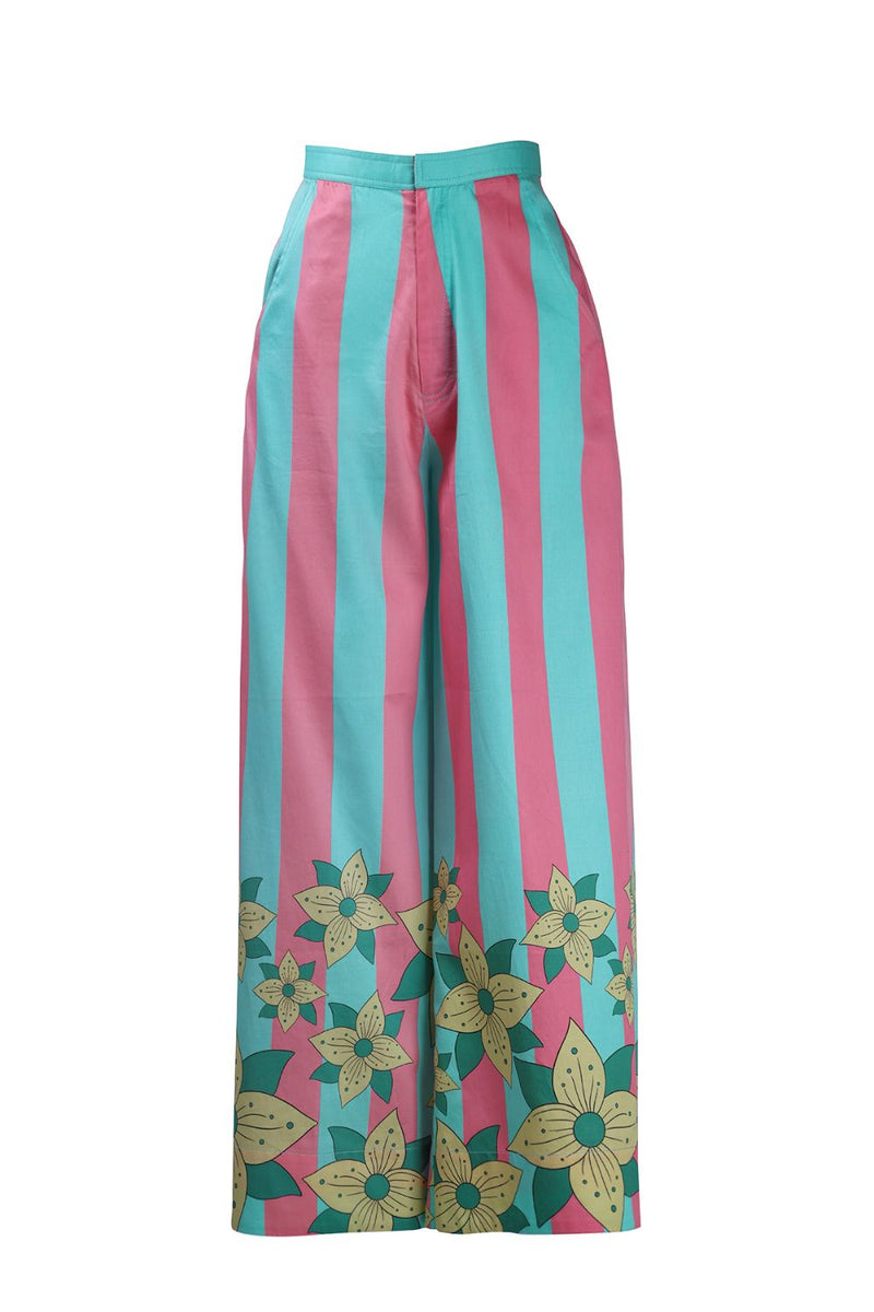 Pink Blue Stripe Trouser cotton Buy Pink Blue Stripe Trouser from C&W | Pants/Trousers for Women by Kritika Murarka in blue color for women in Singapore