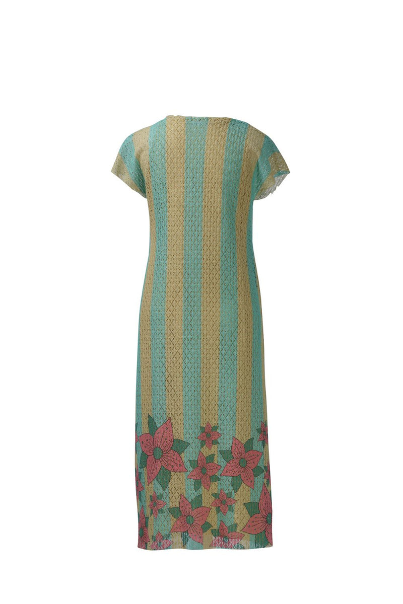 Yellow Blue Stripe Cotton Net Midi cotton Buy Yellow Blue Stripe Cotton Net Midi from C&W | Dresses for Women by Kritika Murarka in blue color for women in Singapore
