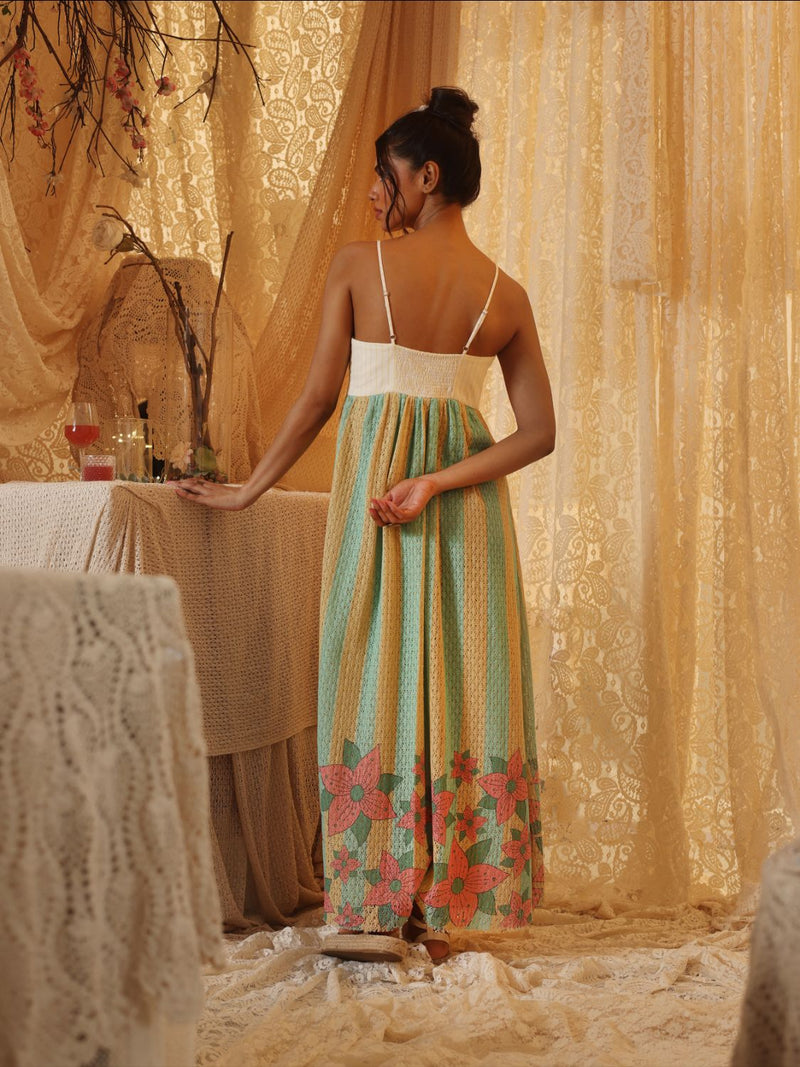 Yellow Blue Stripe Spaghetti Dress cotton Buy Yellow Blue Stripe Spaghetti Dress from C&W | Dresses for Women by Kritika Murarka in blue color for women in Singapore