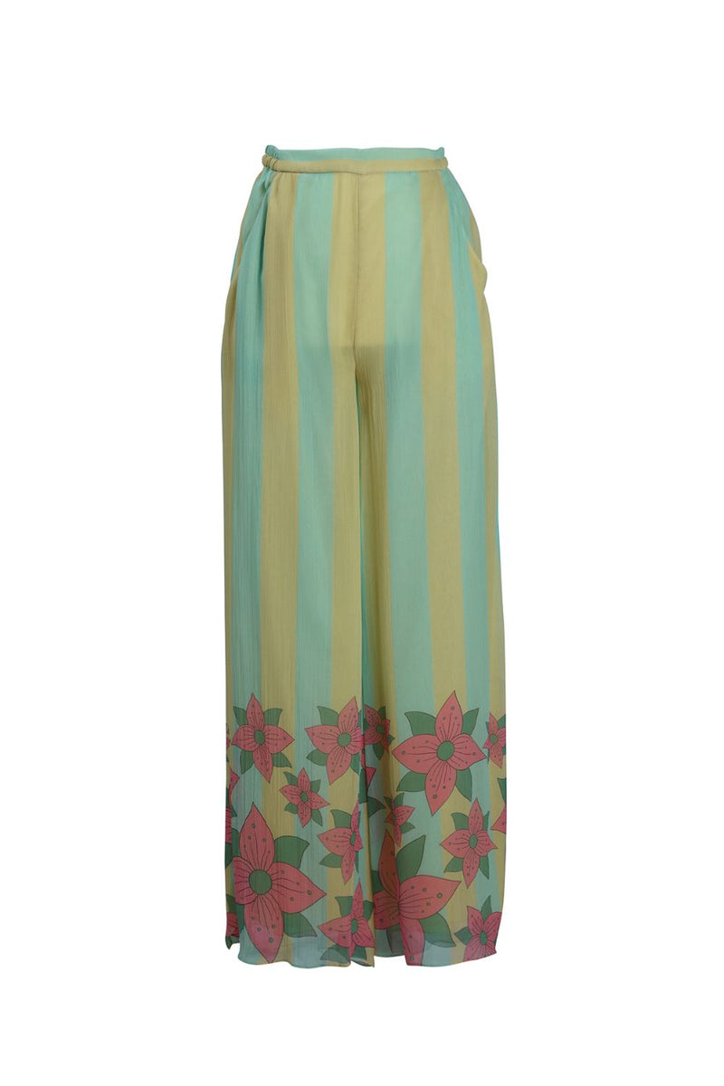 Yellow Blue Stripe Batwing Top And Pants Set chiffon Buy Yellow Blue Stripe Batwing Top And Pants Set from C&W | Co-Ord Sets for Women by Kritika Murarka in blue color for women in Singapore