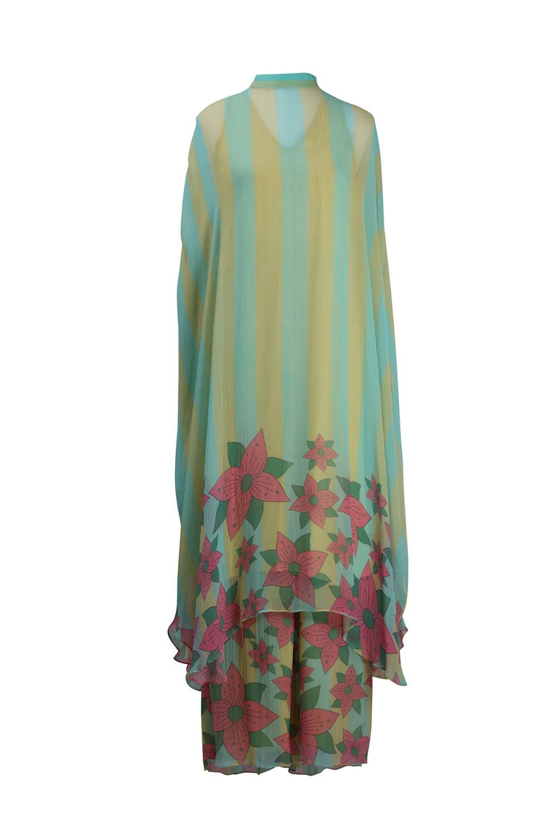 Yellow Blue Stripe Chiffon Pants chiffon Buy Yellow Blue Stripe Chiffon Pants from C&W | Pants/Trousers for Women by Kritika Murarka in blue color for women in Singapore