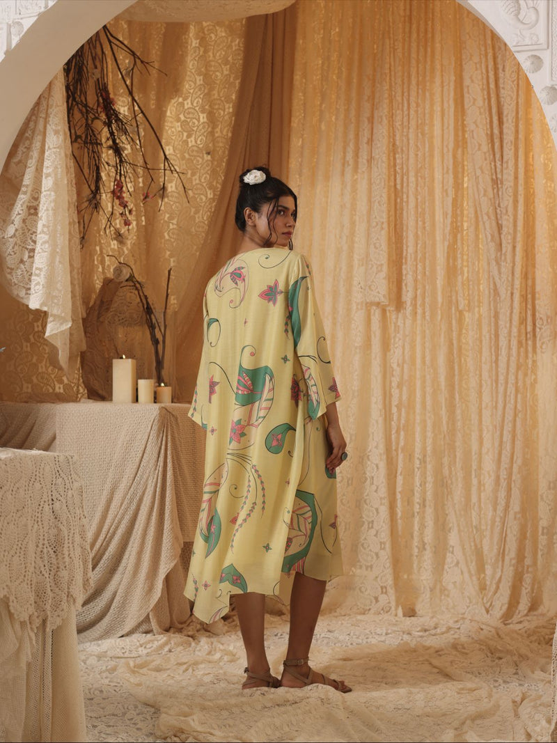 Yellow Paisley Tunic Dress silk Buy Yellow Paisley Tunic Dress from C&W | Dresses for Women by Kritika Murarka in yellow color for women in Singapore