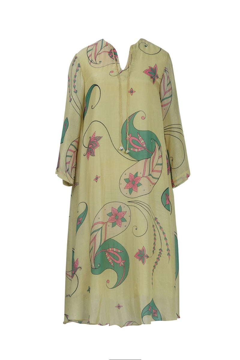 Yellow Paisley Tunic Dress silk Buy Yellow Paisley Tunic Dress from C&W | Dresses for Women by Kritika Murarka in yellow color for women in Singapore