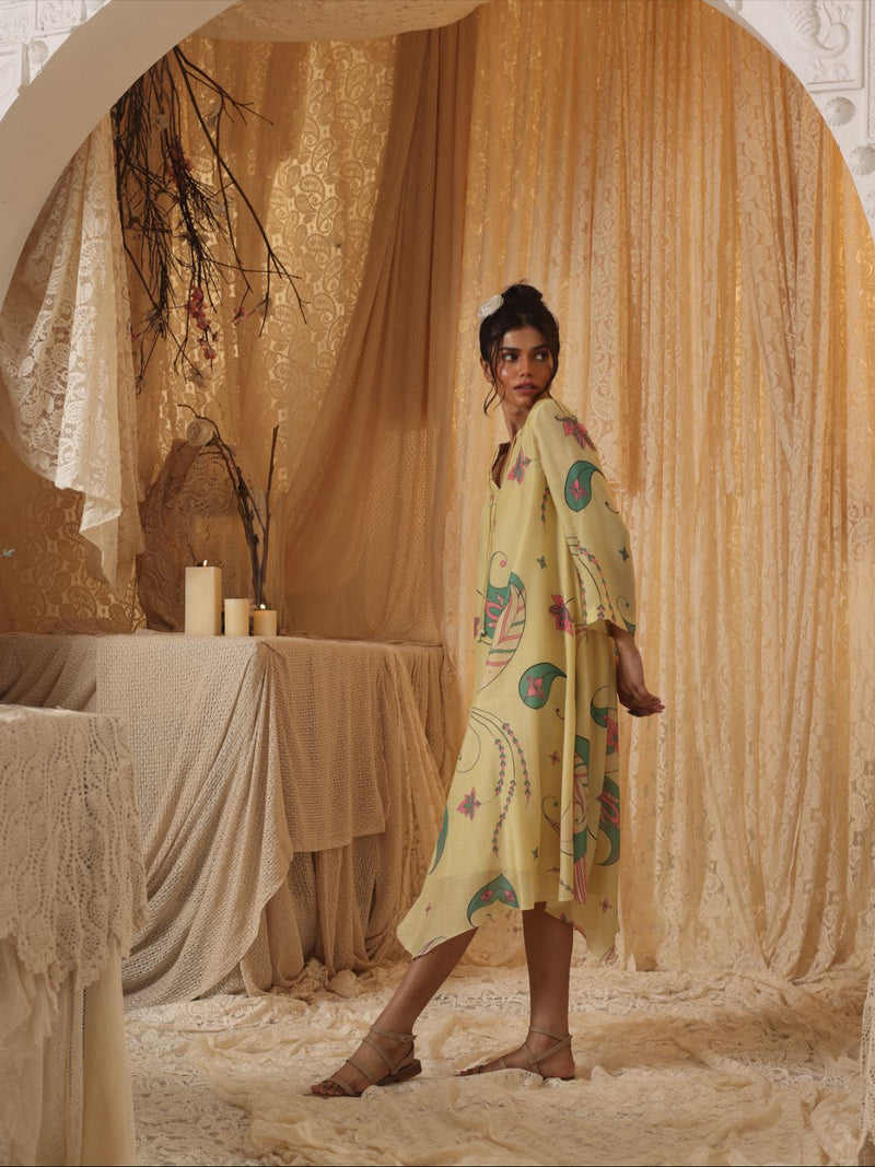 Yellow Paisley Tunic Dress silk Buy Yellow Paisley Tunic Dress from C&W | Dresses for Women by Kritika Murarka in yellow color for women in Singapore