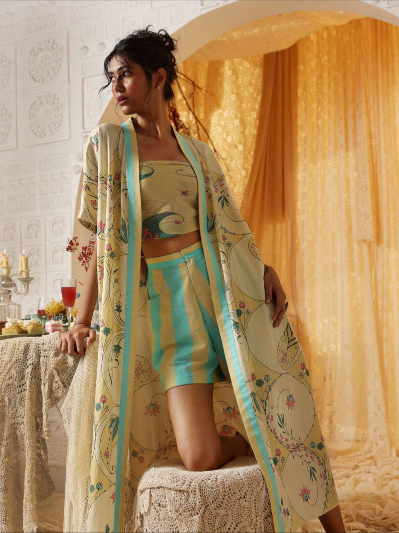 Yellow Circle Print Jacket cotton Buy Yellow Circle Print Jacket from C&W | Jackets And Overlays for Women by Kritika Murarka in yellow color for women in Singapore