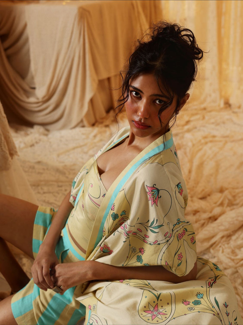Yellow Circle Print Jacket cotton Buy Yellow Circle Print Jacket from C&W | Jackets And Overlays for Women by Kritika Murarka in yellow color for women in Singapore