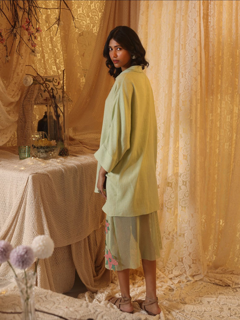 Mint Green Linen Shirt linen Buy Mint Green Linen Shirt from C&W | Tops And Shirts for Women by Kritika Murarka in mint color for women in Singapore