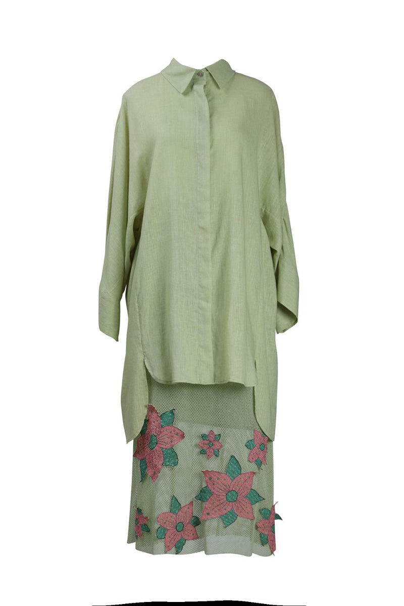 Mint Green Floral Applique Skirt cotton Buy Mint Green Floral Applique Skirt from C&W | Skirts for Women by Kritika Murarka in mint color for women in Singapore