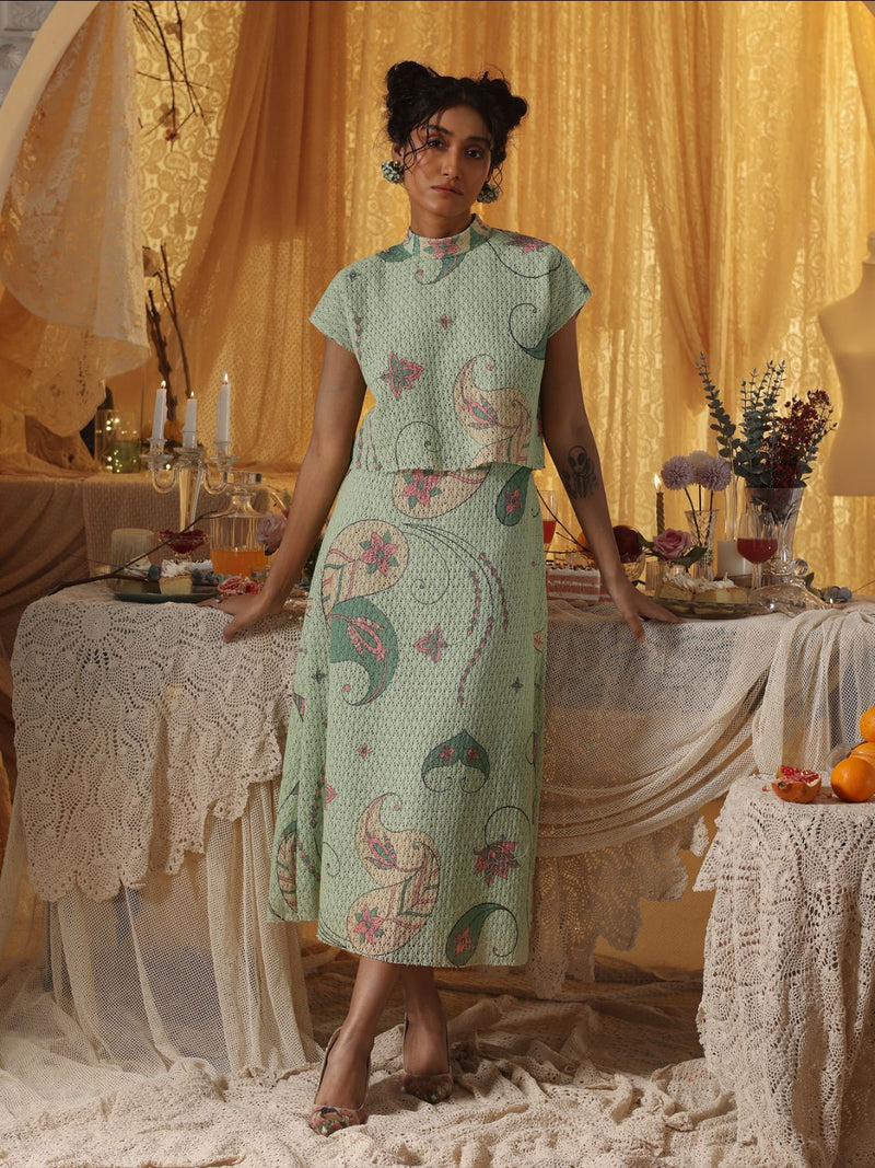 Mint Green Cotton Net Skirt Top Set cotton Buy Mint Green Cotton Net Skirt Top Set from C&W | Co-Ord Sets for Women by Kritika Murarka in mint color for women in Singapore