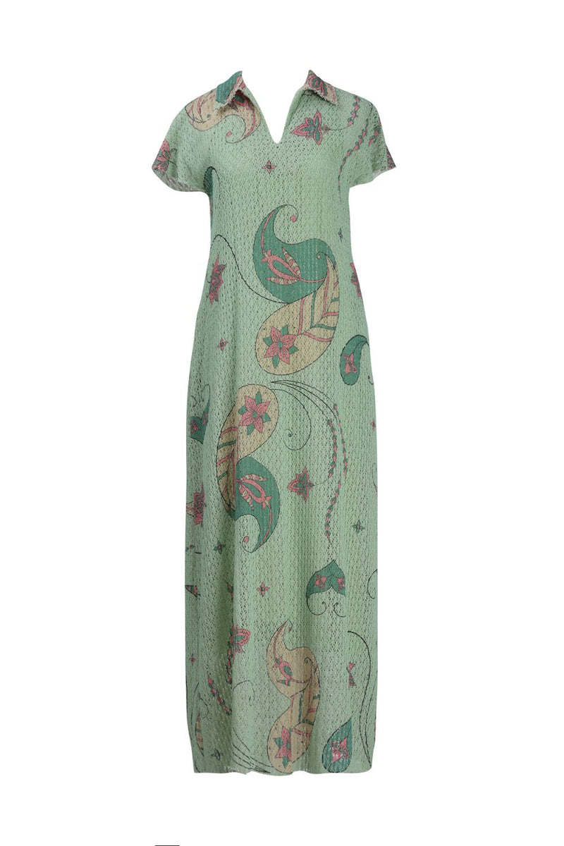 Mint Green Cotton Net Collared Maxi cotton Buy Mint Green Cotton Net Collared Maxi from C&W | Dresses for Women by Kritika Murarka in mint color for women in Singapore