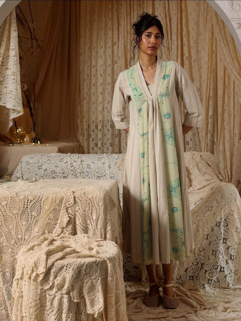 Mint Circle Stripe Panel Dress chiffon Buy Mint Circle Stripe Panel Dress from C&W | Dresses for Women by Kritika Murarka in mint color for women in Singapore