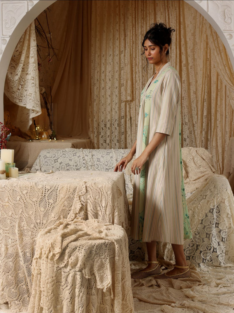 Mint Circle Stripe Panel Dress chiffon Buy Mint Circle Stripe Panel Dress from C&W | Dresses for Women by Kritika Murarka in mint color for women in Singapore