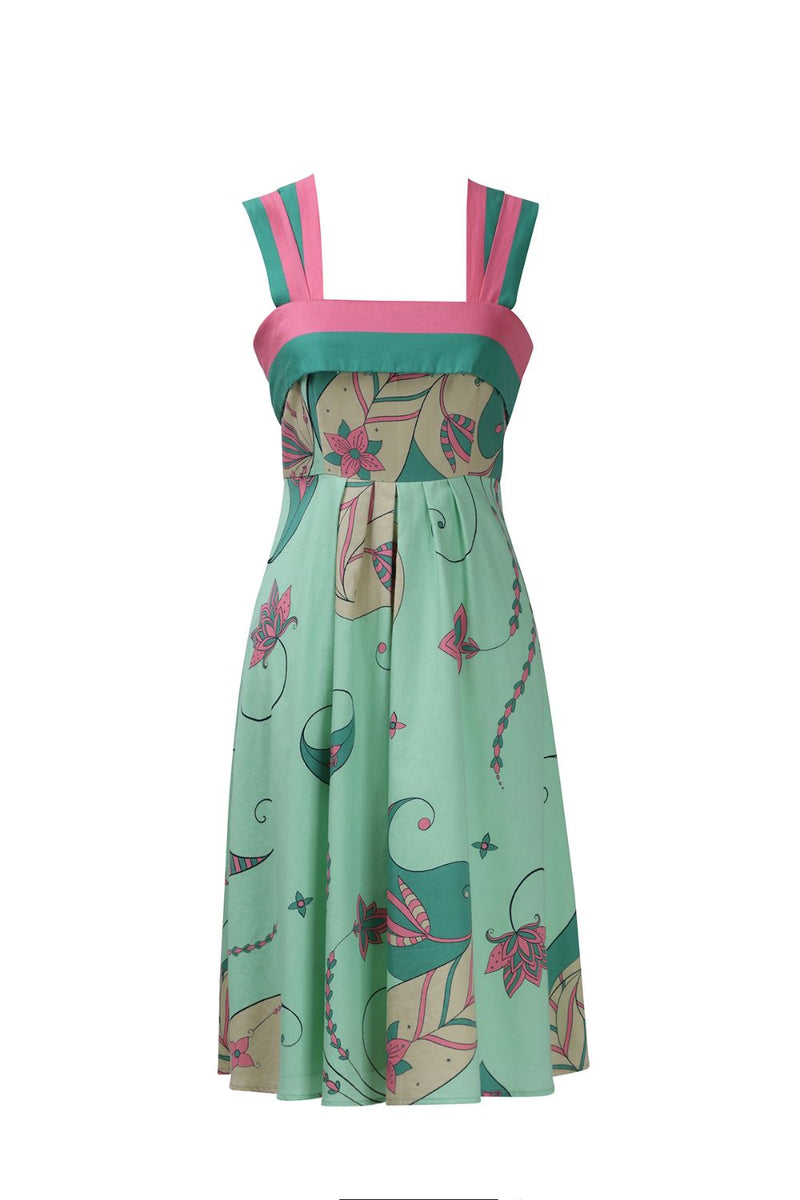 Mint Paisley Short Dress With Back Tie-Up cotton Buy Mint Paisley Short Dress With Back Tie-Up from C&W | Dresses for Women by Kritika Murarka in mint color for women in Singapore