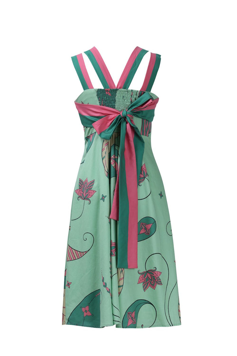 Mint Paisley Short Dress With Back Tie-Up cotton Buy Mint Paisley Short Dress With Back Tie-Up from C&W | Dresses for Women by Kritika Murarka in mint color for women in Singapore