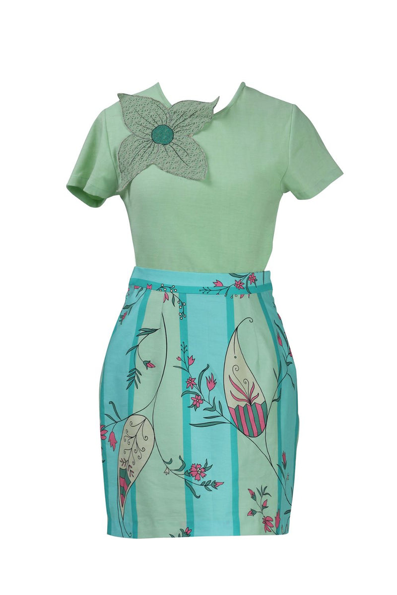 Mint Blue Stripe Mini Skirt cotton Buy Mint Blue Stripe Mini Skirt from C&W | Skirts for Women by Kritika Murarka in blue color for women in Singapore