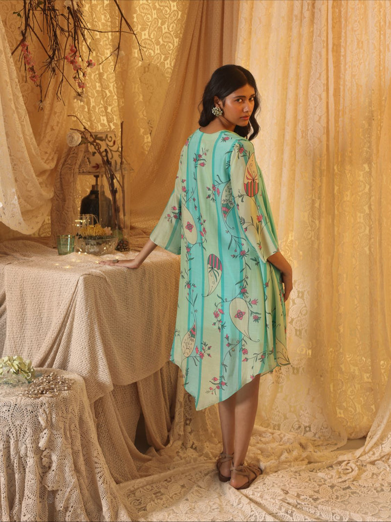 Mint Blue Stripe Tunic Dress silk Buy Mint Blue Stripe Tunic Dress from C&W | Dresses for Women by Kritika Murarka in blue color for women in Singapore