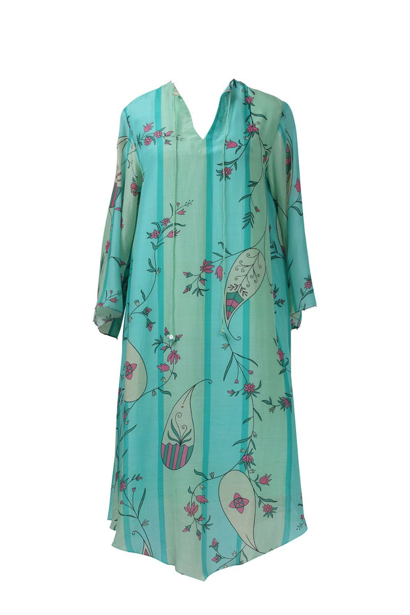Mint Blue Stripe Tunic Dress silk Buy Mint Blue Stripe Tunic Dress from C&W | Dresses for Women by Kritika Murarka in blue color for women in Singapore