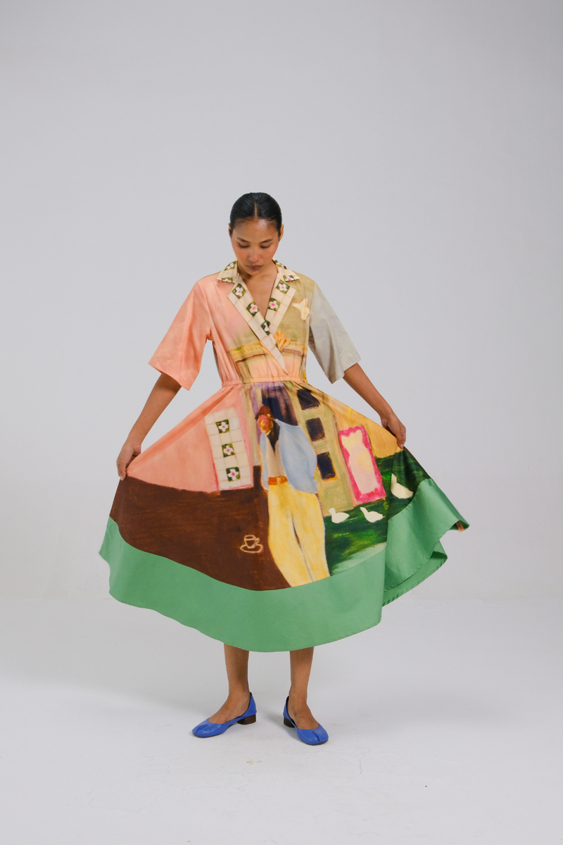 PRINTBLOCK DRESS - MORNING COFFEE cotton by CORD for women in Singapore