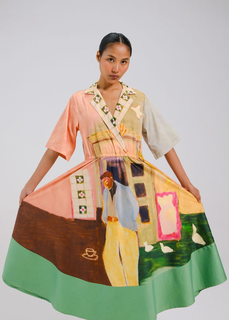 PRINTBLOCK DRESS - MORNING COFFEE cotton by CORD for women in Singapore