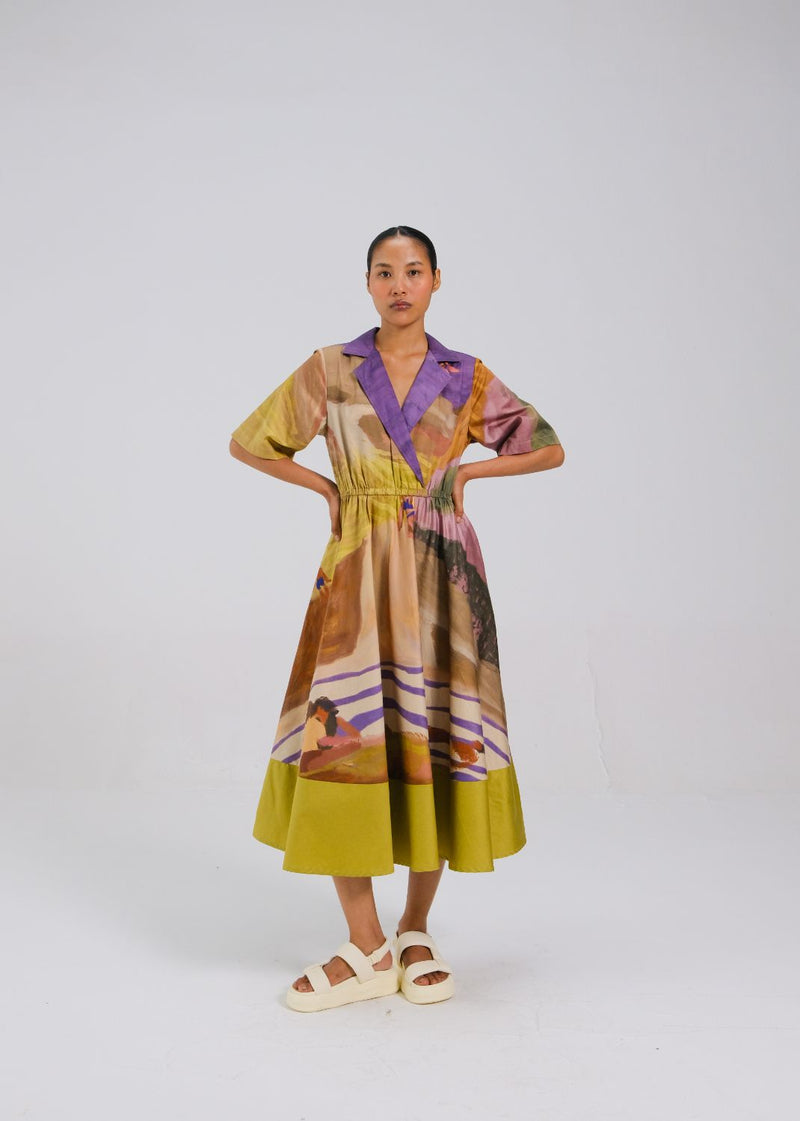 PRINTBLOCK DRESS - SWIMMERS cotton by CORD for women in Singapore