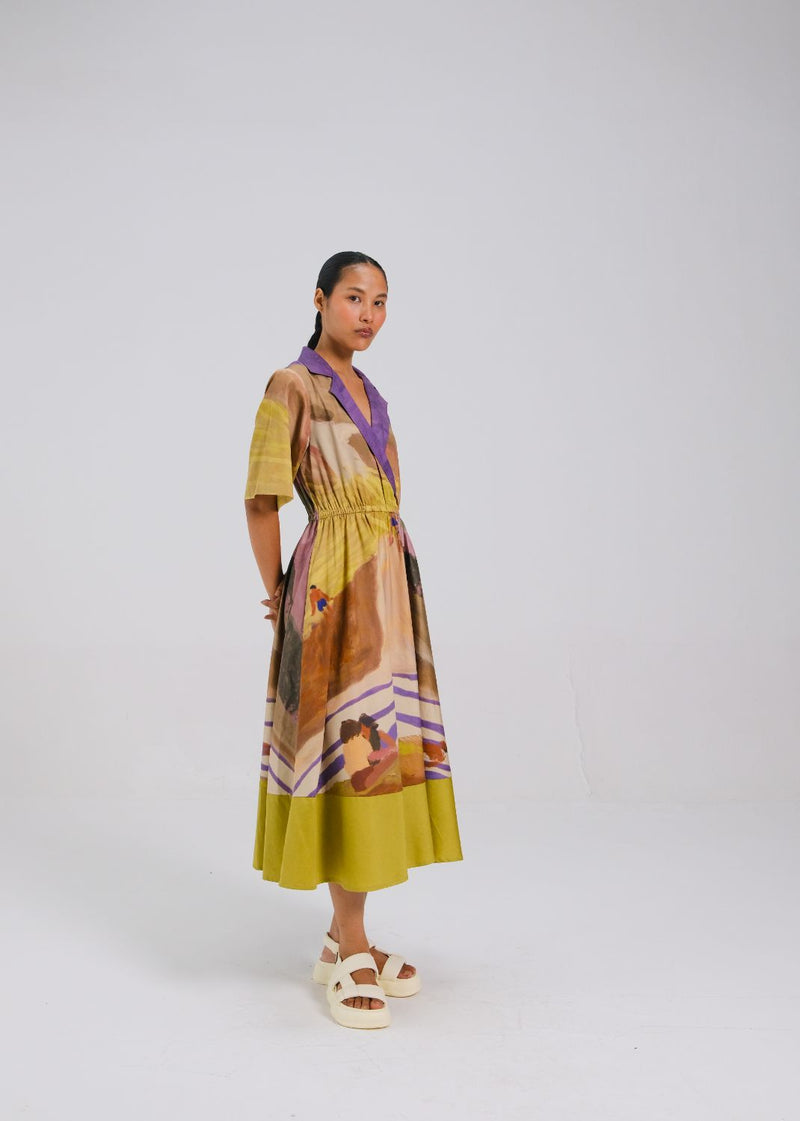 PRINTBLOCK DRESS - SWIMMERS cotton by CORD for women in Singapore