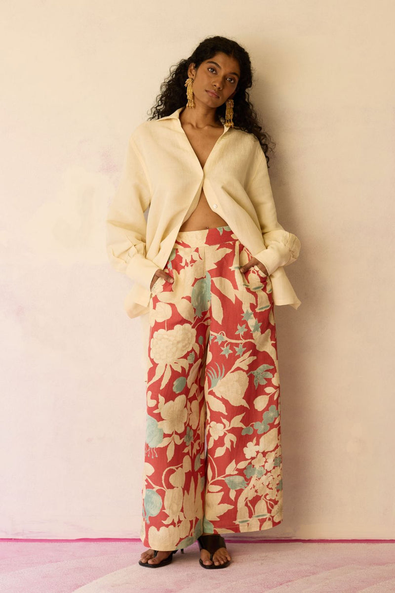 Hibiscus Anaar Pants - Coral by World of SiSa for women in Singapore