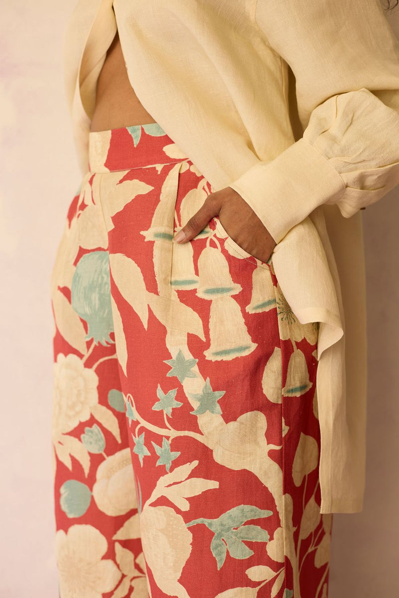Hibiscus Anaar Pants - Coral by World of SiSa for women in Singapore