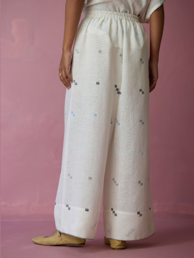 Umami Jamdani Linen Culottes - Ivory