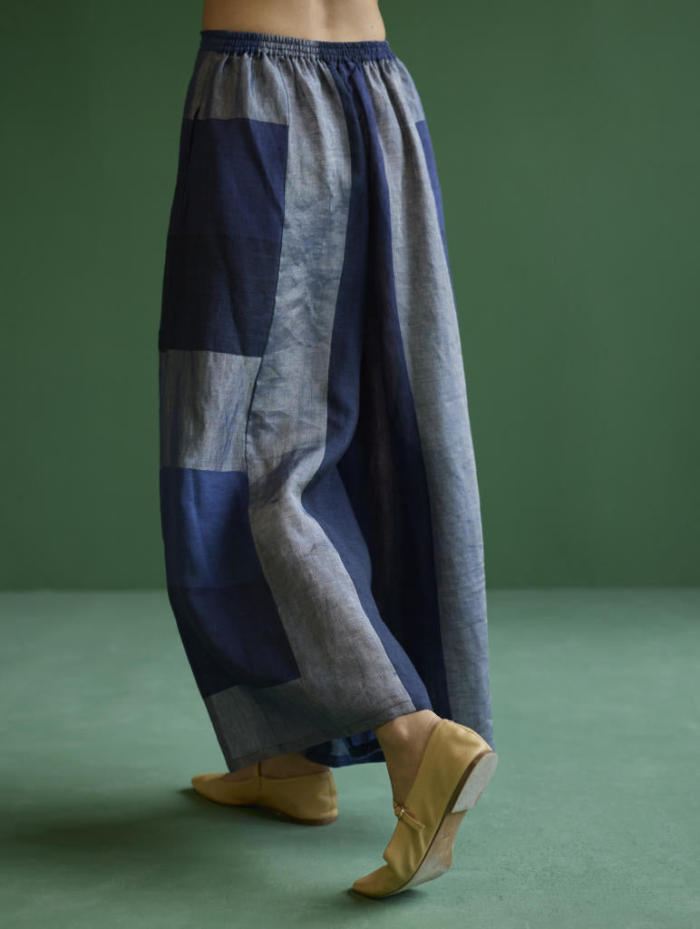 Nia Metallic Linen Culottes
 - Navy linen by Manan in navy color for women in Singapore