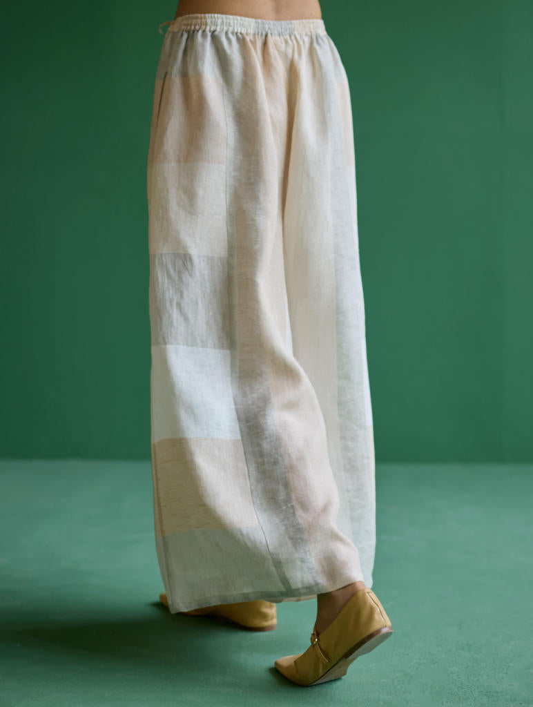 Nia Metallic Linen Culottes
 - Ivory linen by Manan in ivory color for women in Singapore