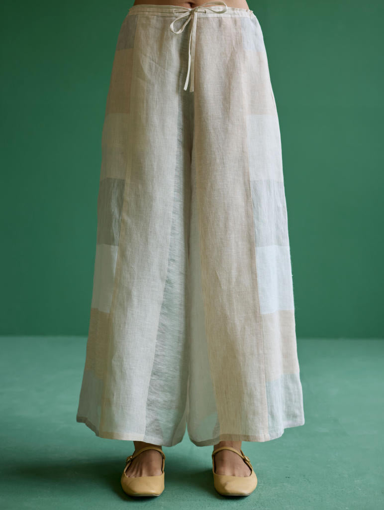 Nia Metallic Linen Culottes
 - Ivory linen by Manan in ivory color for women in Singapore