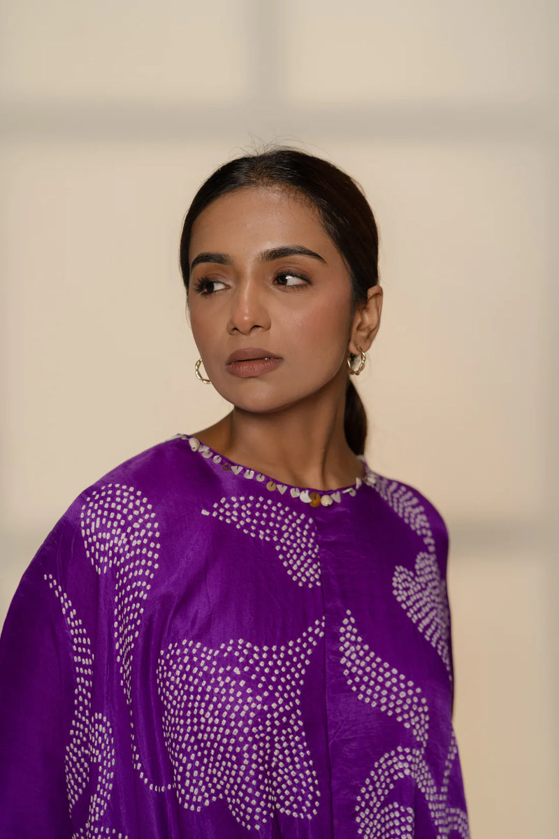 IKEBANA SET-PURPLE silk by Dyelogue in purple color for women in Singapore