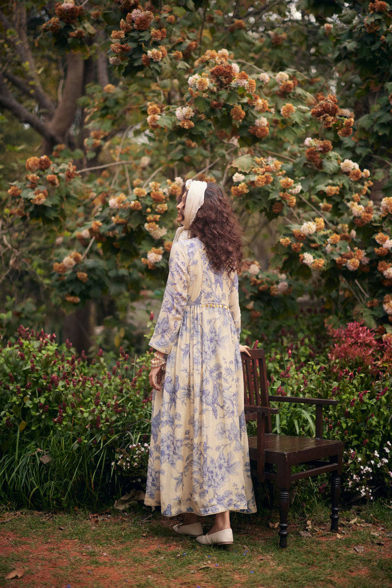 Mila Jacket Set chanderi by Paulmi & Harsh in blue, ivory for women in Singapore